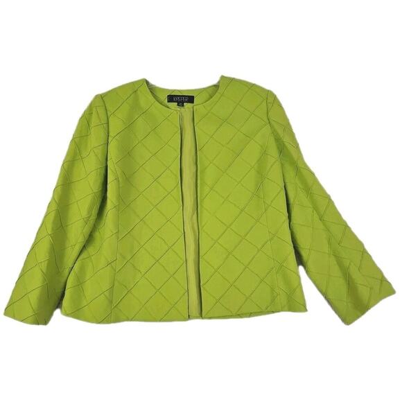 Kasper~Woman Size 16 Petite~ Lime Green Blazer Linen Blend Jacket Office Wear. - Picture 1 of 16